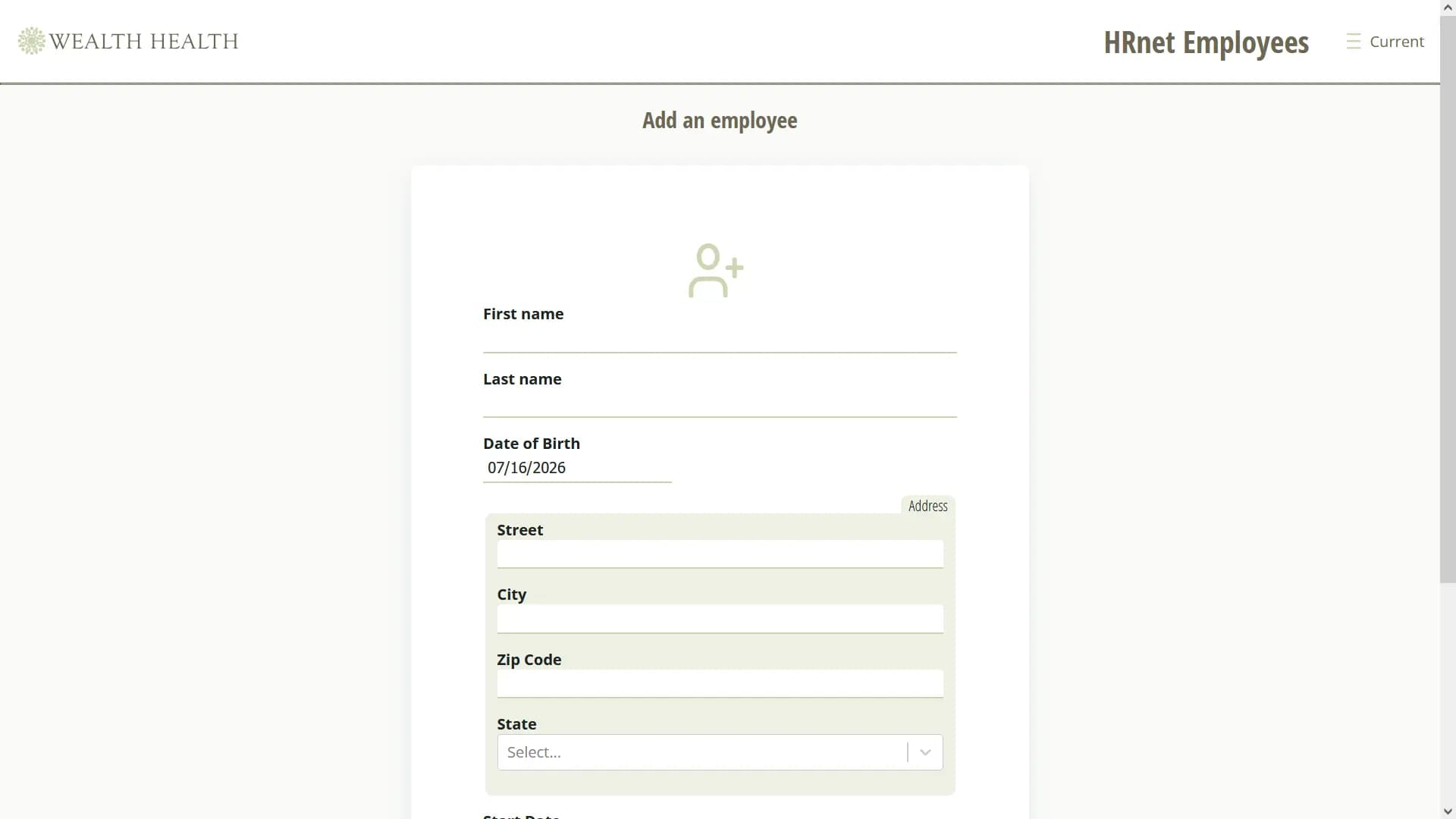 Page d'accueil WealthHealth HRnet