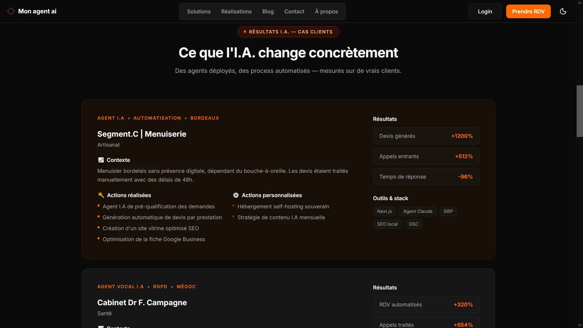 Page tarifs Mon Agent I.A Bordeaux