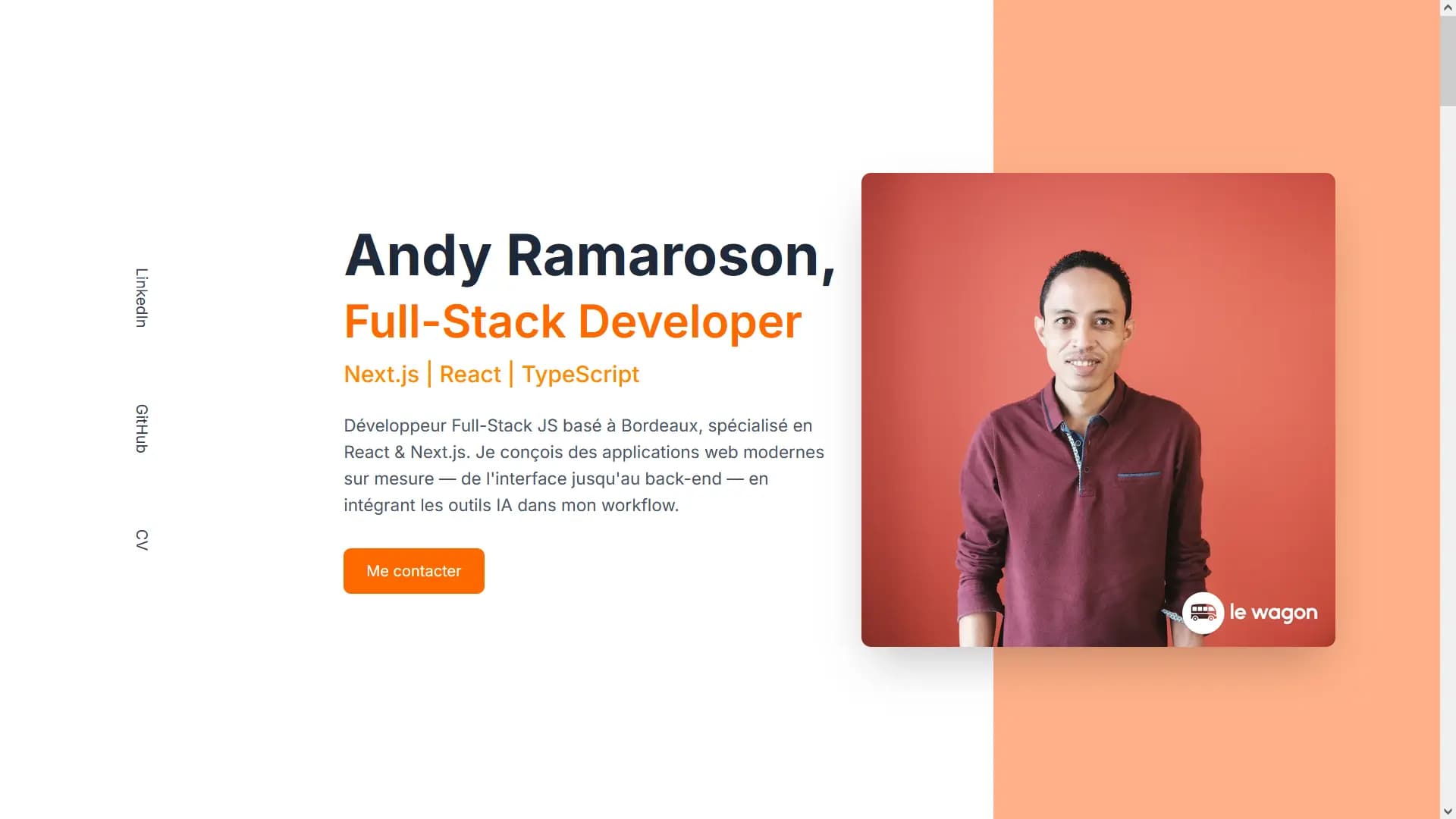 Page d'accueil portfolio personnel Andy Ramaroson
