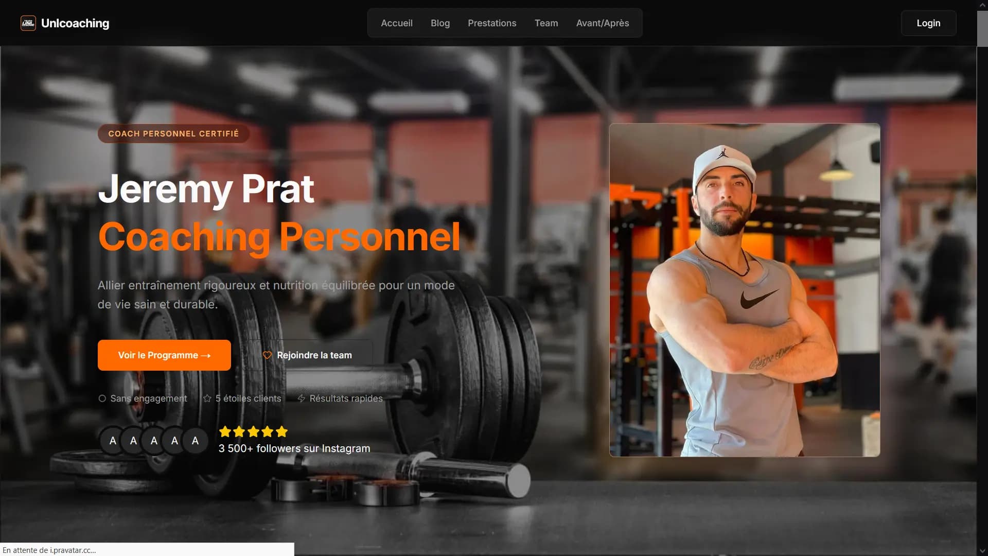 Page d'accueil site Unlcoaching coach sportif Gradignan